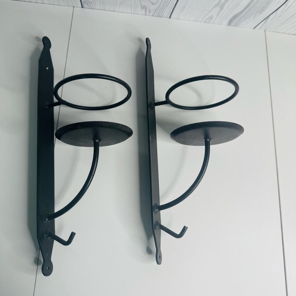 Country Curtains Wrought Iron Wall Sconce w/hook Candle Jar Holder Set of 2